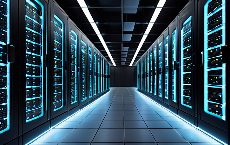 **
"Massive data center, rows of servers, glowing lights, dramatic perspective, concept of AI energy consumption, subtle carbon footprint overlay, stylized, digital art."
**