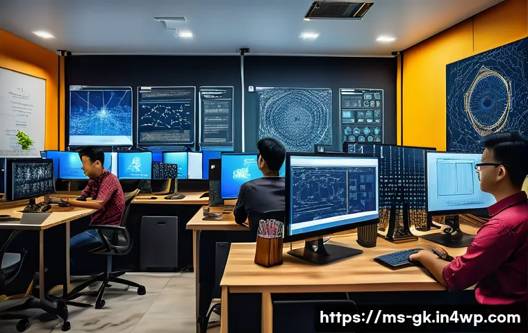 Transformer와 백터 모델의 비교 - A detailed digital illustration of a modern AI development workspace in Malaysia, featuring a divers...