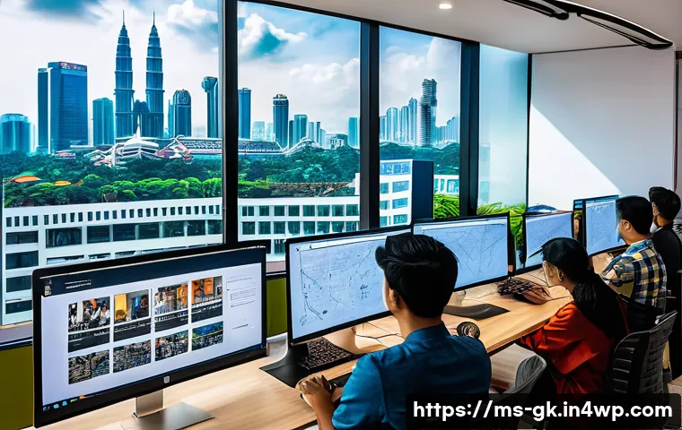 Transformer 아키텍처의 글로벌 동향 - A modern Southeast Asian startup office in Kuala Lumpur, featuring a diverse team of young professio...